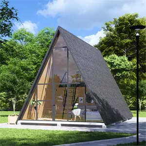Lujoso sorbos Un marco Low-rise Villa Aislamiento térmico Modular Home Prefab Tiny Triangle House para apartamento Prefab Cottage
