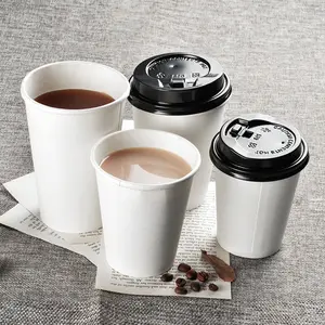 Copo de papel de café com tampa descartável biodegradável 4OZ/6OZ/7OZ/8OZ/10OZ impresso personalizado