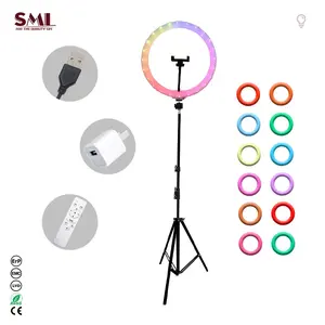 SML Best Seller Tripod Selfie Light Phone Holder Live Stream Lamp Dimmable RGB Led Selfie Ring Light Lamp