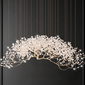Suspension florale moderne de luxe K9 en cristal personnalisée villa LED design de lumière décorative lustre de raisin de salon créatif - Product Image 3