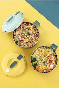 Lò vi sóng mì Bát thép không gỉ 304 nhựa <span class=keywords><strong>container</strong></span> thực phẩm gạo Bát súp với nắp xử lý cho nhà bếp - Product Image 6