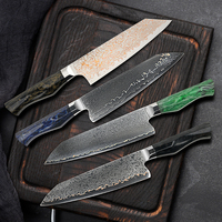 Couteau de chef de boucher Nakiri de Style japonais de haute qualité en acier damas avec poignée G10 pour la coupe de viande de cuisine à domicile