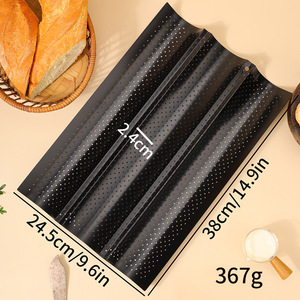 Molde para Baguettes Francesas Perforado con Superficie Antiadherente, Bandeja de Acero al Carbono para Hornear 4 Rollos a la <span class=keywords><strong>Vez</strong></span> - Product Image 5