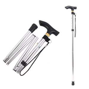 Bâton de randonnée pliable et réglable en alliage d'aluminium avec embout en caoutchouc pour la marche en plein air et l'utilisation par les personnes âgées - Product Image 5