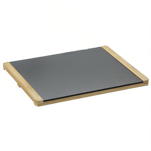 Plato de servir KESPER de pizarra con marco de bambú rectangular para presentación de alimentos - Product Image 2