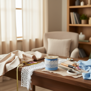 Strisce di pizzo Ilan 4,5 cm x 14 m, bordo con frange bianche per decorazioni artigianali - Product Image 1