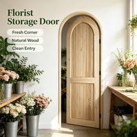 Porte intérieure cintrée en pin massif brut, grain de bois naturel, pour la décoration de fermes et de villas