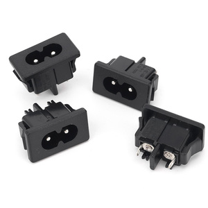 DC027 DC Jack Toma de corriente Negro 2pin Vertical Inserción recta Todo el PIN de cobre con ranura para tarjeta Interfaz de base de carga en forma de 8 - Product Image 1