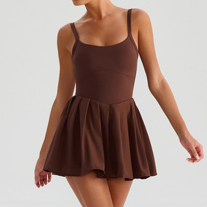 Aangepaste Dames Mode Oefenjurk Mouwloze Vierkante Hals Anti-Blootstelling Tennisrok Voor Wedstrijden - Product Image 3