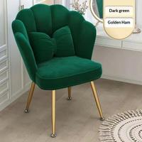 Chaise de maquillage Nordic Petal en velours pivotante avec pieds en métal doré pour salon de manucure, chambre à coucher, maquillage