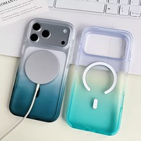 Coque de téléphone magnétique HEYBINGO à dégradé d'huile, respectueuse de la peau, en TPU et PC, antichoc, pour iPhone 16 17 18 Pro Max