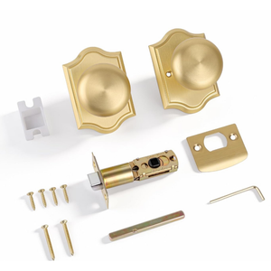 Satin Brass <strong>Door</strong> <strong>Knobs</strong> Interior with Lock, Zinc Alloy Vintage <strong>Gold</strong> Privacy Passage Round <strong>Door</strong> <strong>Knobs</strong> Handles for Bedroom Bathroom - Product Image 5