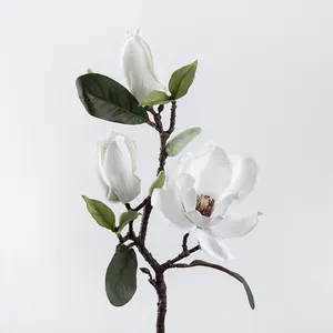 Alta simulazione finto centrotavola fiore vero tocco bianco viola fiori artificiali Magnolia per Bouquet fai da te floreale decorazioni per la casa