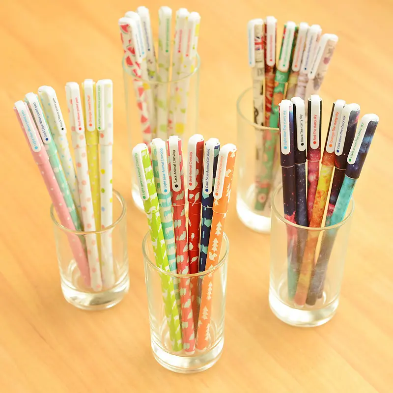 Set di penne gel colorate per cartoni animati carini 6 pz/scatola set di cancelleria per studenti e uffici scolastici 0.38mm