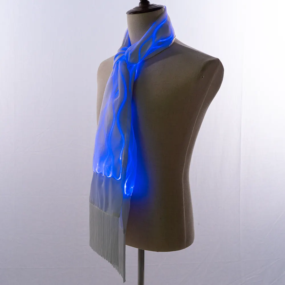 Luce In Fibra ottica Up Sciarpa, USB Ricaricabile Ardore Luminoso Sciarpa Favori di Partito Led Sciarpa