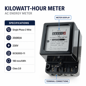 Hassas Enerji Ölçümü Tek Fazlı Ön Panel Dijital Mekanik kWh Göstergeli Enerji Sayaçları Ön Panel Montajlı - Product Image 3