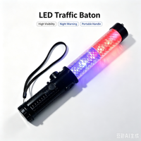 Bâton de signalisation routière multifonctionnel LED rechargeable haute intensité en PC/ABS de 30 cm pour la sécurité nocturne, la patrouille et la construction routière