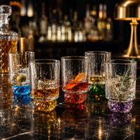 Handgeblasenes Farbiges Glas-Trinkgefäß mit Gehämmertem Wasserwellen-Muster, Luxuriöses Trinkglas für Hotel, Hochzeit, Bar, Restaurant