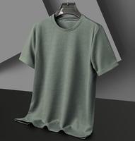 Ecoparty Nouveau T-shirt d'Été Gaufré à Col Rond et Manches Courtes pour Hommes, Haut Personnalisable avec Logo