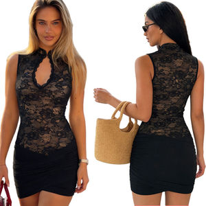 Nuevo Vestido Estilo Chino con Cuello Mao para Mujer, Ecológico, Natural, sin Mangas, con Aberturas, Escote en Forma de Lágrima, Ajustado y Transparente para Verano - Product Image 1