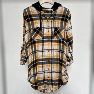 <span class=keywords><strong>Lot</strong></span> de vêtements pour femmes 100% coton à capuche à carreaux chemise à <span class=keywords><strong>manches</strong></span> <span class=keywords><strong>longues</strong></span> dames à carreaux - Product Image 2