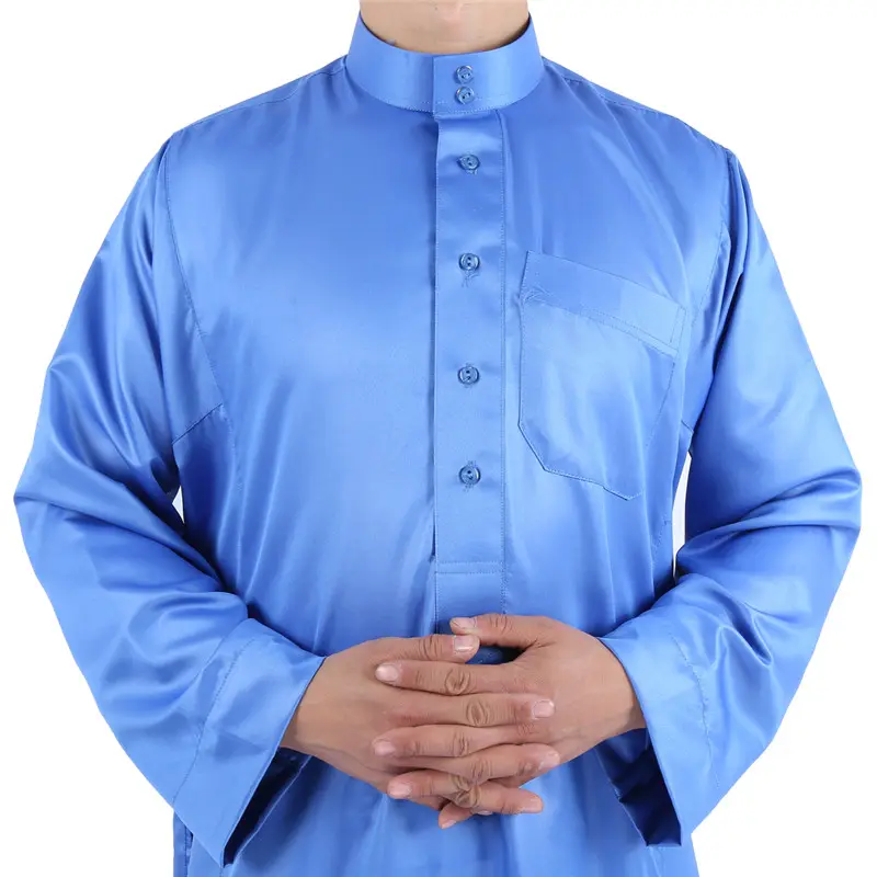 2020 Hot Selling Shiny Material Abaya Günstige Großhandel Muslimische Kleidung Lange Arabische Männer Thobe Männer Kleidung Thobe / Thawb MIX Farbe