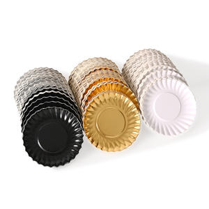 <span class=keywords><strong>Assiettes</strong></span> <span class=keywords><strong>en</strong></span> <span class=keywords><strong>carton</strong></span> or/blanc/noir sans impression, vente <span class=keywords><strong>en</strong></span> gros, 100 pièces/sac, pour tartelettes aux œufs, cannelés, pâtisseries, petites <span class=keywords><strong>assiettes</strong></span> exquises - Product Image 2