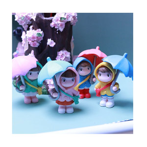 Figurine en résine PVC de fille et garçon sous parapluie de dessin animé, miniature pour ornement de jardin féerique et accessoires de maison de poupée - Product Image 5
