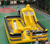 Château gonflable de jeu d'obstacles personnalisable pour enfants, petit canard jaune de dessin animé