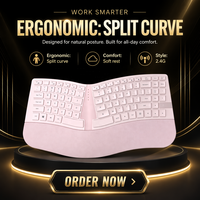 Clavier ergonomique haut de gamme à touches ciseaux avec repose-poignets en cuir, 84 touches, 2.4G RF+BT sans fil, charge Type-C, disposition de touches personnalisée