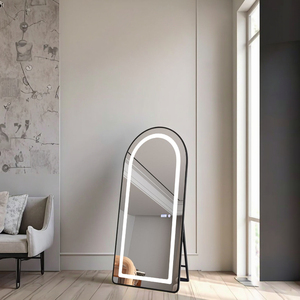 Beauty Salon gương với Led sàn ánh sáng gương lớn với kệ kích thước đầy đủ chiều dài gương với khung kim loại lớn vòm đứng - Product Image 5