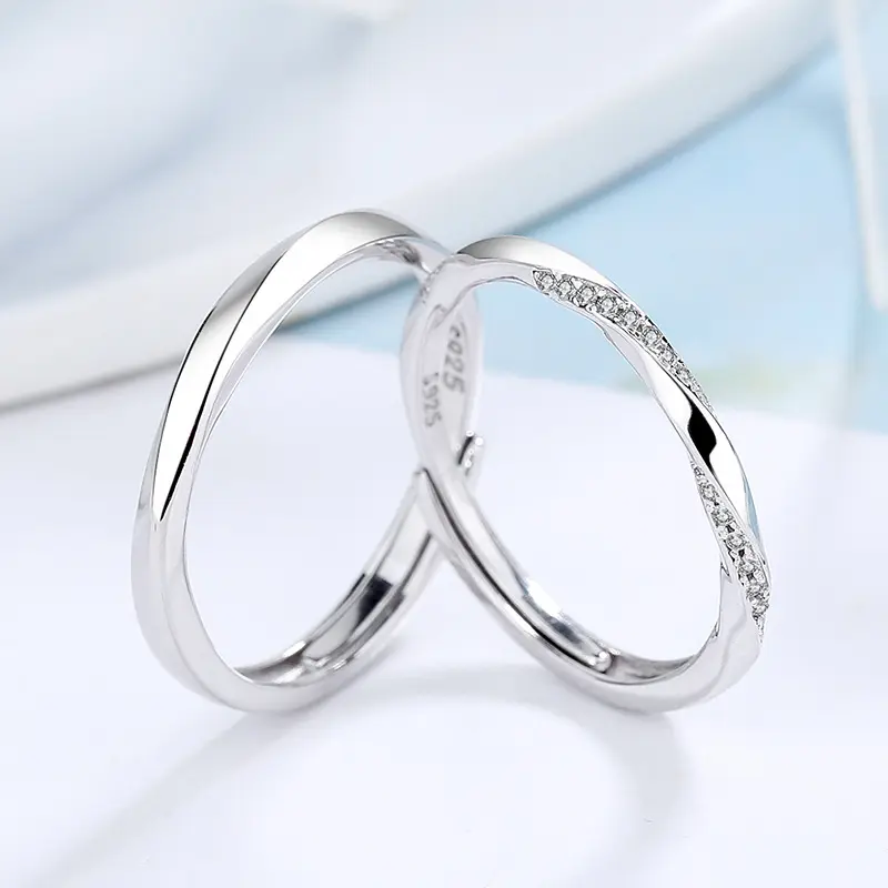 925 Sterling Silver Rings Diamond Wedding Rings For Couples Set And Engagement Couple Ring For Lovers