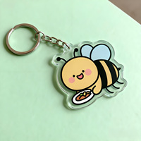 Porte-clés en acrylique transparent Abeille mignonne tendance personnalisée Porte-clés à breloques en acrylique transparent double face