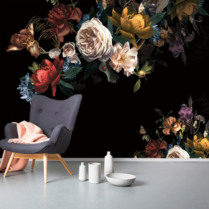 Palais européen rétro réaliste fleur Rose Illustration Tv fond mur Pvc papier peint - Product Image 2