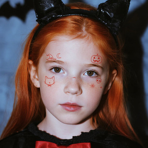 Autocollants de tatouage temporaire colorés pour Halloween Tatouages mignons imperméables adaptés au visage et aux bras - Product Image 4