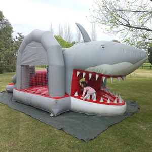 <span class=keywords><strong>Grey</strong></span> <span class=keywords><strong>Inflatable</strong></span> cá mập <span class=keywords><strong>Bouncer</strong></span> sân sau lâu đài bouncy với trượt nhà bị trả lại - Product Image 3