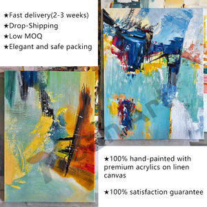 Peinture à l'huile originale moderne peinte à la main, paysage <span class=keywords><strong>de</strong></span> <span class=keywords><strong>lac</strong></span> vert, art mural abstrait vert et doré sur toile - Product Image 4