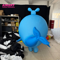 Costume de mascotte de baleine gonflable de dessin animé bleu, costume de poisson publicitaire gonflable de haute qualité pour l'activité