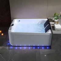 Baignoire de massage Aquaspring pour 2 personnes, en acrylique blanc, spa intérieur, bain à remous autoportant, jacuzzi avec éclairage LED