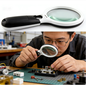 Lente d'ingrandimento portatile di piccole dimensioni con lente in vetro ottico 3X potente luce a LED portatile in plastica con lettura in ABS lente d'ingrandimento - Product Image 2