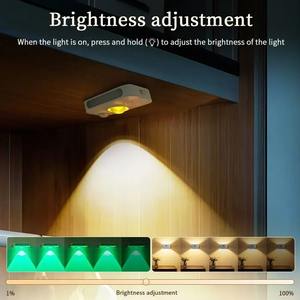 Veilleuse RGB rechargeable avec capteur de mouvement, lumière LED latérale effet œil de chat, lampe de placard sans fil, applique murale pour chambre, escalier, couloir - Product Image 2