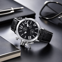 Reloj Cronógrafo de Cuarzo para Hombre, Estilo Deportivo, Esfera de 50 mm, Caja de Aleación, Correa de Cuero, Pantalla de Agujas, Diseño de Lujo