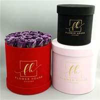 Boîte à fleurs ronde en carton artisanal avec finition brillante/mate, personnalisable OEM