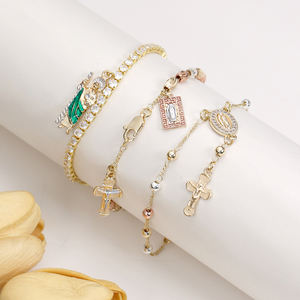 Grosir perhiasan modis massal gelang rantai tenis dengan manik rosario Salib Katolik Guadalupe Vrigin Mary jimat untuk Gelang - Product Image 5