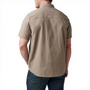 Camisa de Manga Corta de Punto con Cuello Alto y Cuentas <span class=keywords><strong>Wyatt</strong></span>, Diseño ODM, Ligera, Informal, para Verano, para Hombre - Product Image 4