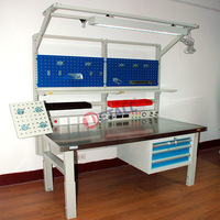 Table d'atelier robuste en acier inoxydable avec tiroir pour éclairage moteur, antistatique, pour laboratoire et ligne de production - Nouveau