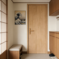 Porte insonorisée 35 dB en placage de bois massif chêne clair, peinte, avec cadre, garantie 2 ans, taille et couleur personnalisables, pour hôtel, villa, cuisine