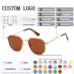 Unisex <b>Rectangle</b> Metal Frame <b>Sunglasses</b> <b>Black</b> Lens UV400 Protection Full Rim Style for Adults - Product Image 2