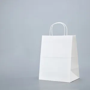 Bolsas de papel con tu logotipo, joyería de boutique de lujo, regalo de boda, muestra de diseño blanco, 300gsm