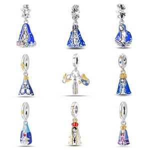 Colgante de Plata 925 con Esmalte de Cobre de la Virgen María, Amuleto de Joyería, Pulsera de Nuestra Señora, Regalo Religioso para Mujeres Católicas - Product Image 1